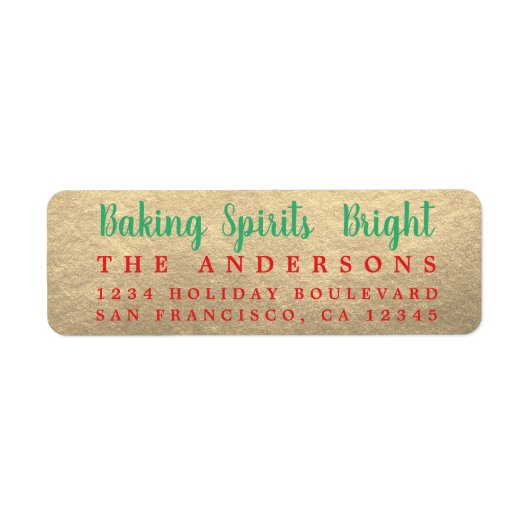 Baking Spirits Bright Gold Holiday Label (Voorkant)