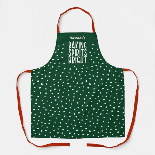 Baking Spirits Bright | Grappige Kerst Polka Stipp Schort (Voorkant)