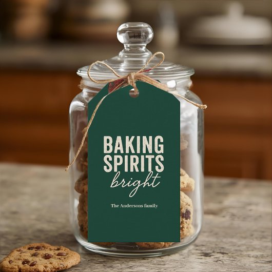 “Baking Spirits Bright Green Holiday Cadeaulabel