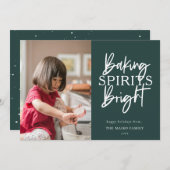 Baking Spirits Bright Green Kerstfoto Feestdagenkaart (Voorkant / Achterkant)
