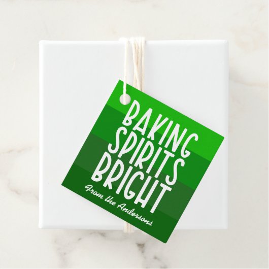 Baking Spirits Bright Green Striped Christmas  Bedankjes Labels (In situ)