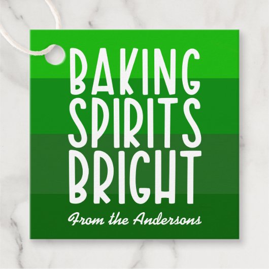 Baking Spirits Bright Green Striped Christmas  Bedankjes Labels (Voorkant)