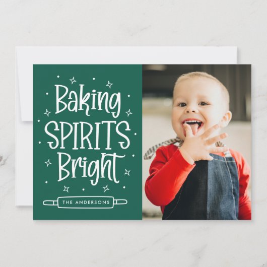 Baking Spirits Bright Groene Foto Feestdagenkaart (Voorkant)