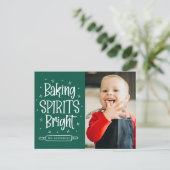 Baking Spirits Bright Groene Foto Feestdagenkaart (Staand voorkant)