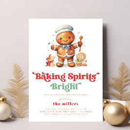 Baking Spirits Bright Holiday Christmas Bake Party Kaart