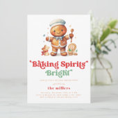 Baking Spirits Bright Holiday Christmas Bake Party Kaart (Staand voorkant)