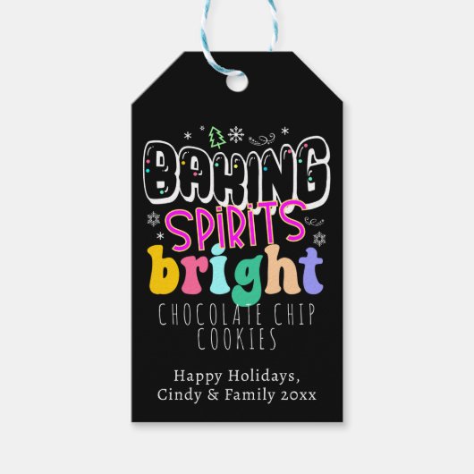 Baking Spirits Bright Holiday Cookie Leuke Retro Cadeaulabel (Voorkant)