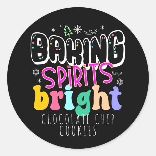 Baking Spirits Bright Holiday Cookie Leuke Retro Ronde Sticker (Voorkant)
