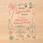 Baking Spirits Bright | Holiday Cookie Swap Party Acryl Uitnodigingen (Voorkant)
