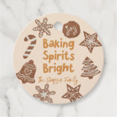 Baking Spirits Bright Holiday Cookies Geel Bedankjes Labels (Voorkant)