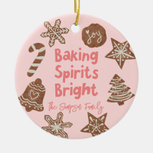 Baking Spirits Bright Holiday Cookies Roze Keramisch Ornament