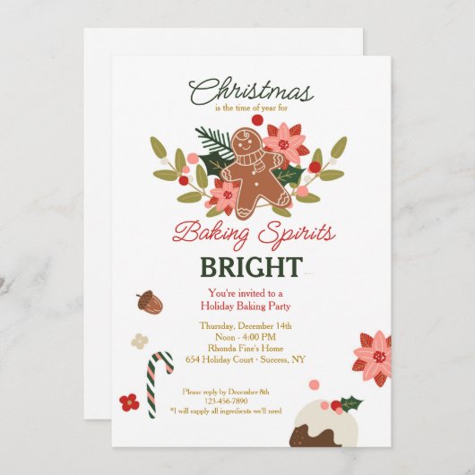 Baking Spirits Bright Invitation Kaart (Voorkant / Achterkant)