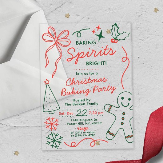 Baking Spirits Bright | Kerstkoekjes Uitruil Feest Acryl Uitnodigingen
