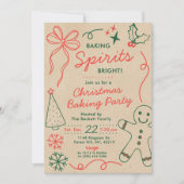 Baking Spirits Bright | Kerstkoekjes Uitruil Feest Kaart (Voorkant)
