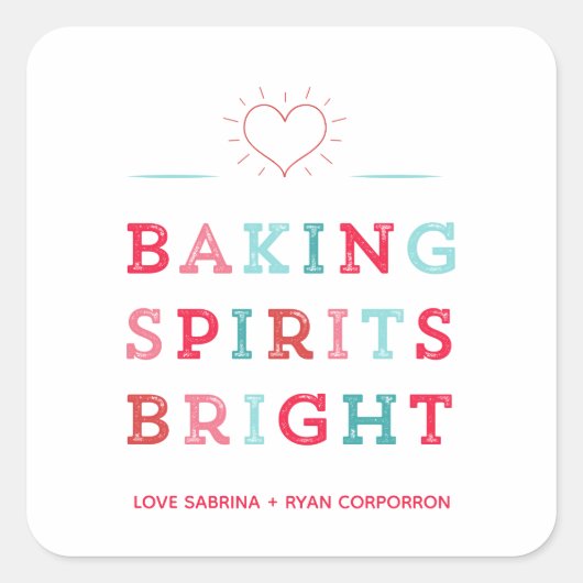 Baking Spirits Bright kleurrijke Typografie Cookie Vierkante Sticker (Voorkant)