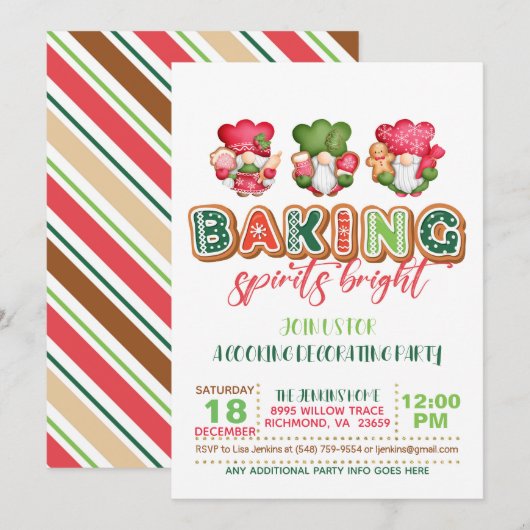 Baking Spirits Bright met Gnome Uitnodiging - WH  (Voorkant / Achterkant)
