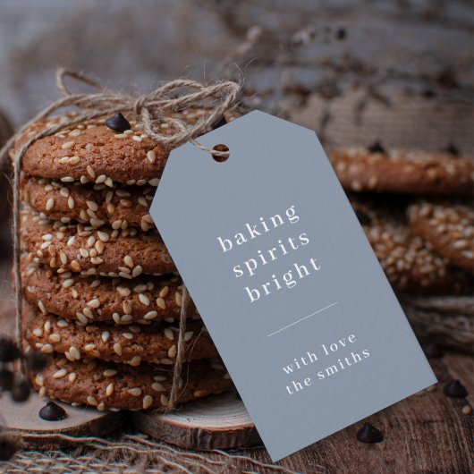 Baking Spirits Bright | Minimaal Eenvoudig Blauw G Cadeaulabel