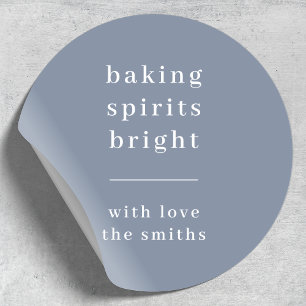 Baking Spirits Bright   Minimale Eenvoudige Blauwe Ronde Sticker