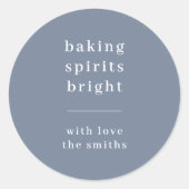 Baking Spirits Bright | Minimale Eenvoudige Blauwe Ronde Sticker (Voorkant)