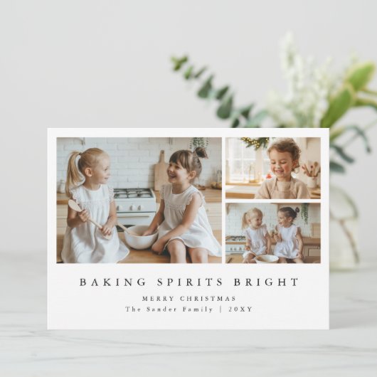 Baking Spirits Bright Modern Christmas Photo Card Feestdagenkaart (Staand voorkant)