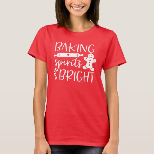 Baking Spirits Bright moderne Rode Kerstmis T-shirt (Voorkant)