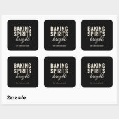 Baking Spirits Bright | Moderne Zwarte Kerst  Vierkante Sticker (Vel)