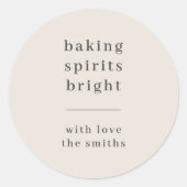 Baking Spirits Bright | Neutraal kerstfeest Natuur Ronde Sticker (Voorkant)