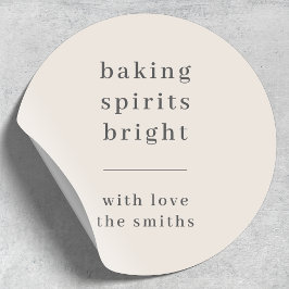 Baking Spirits Bright | Neutraal kerstfeest Natuur Ronde Sticker