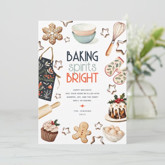 Baking Spirits Bright Non-Photo Christmas Feestdagenkaart (Staand voorkant)