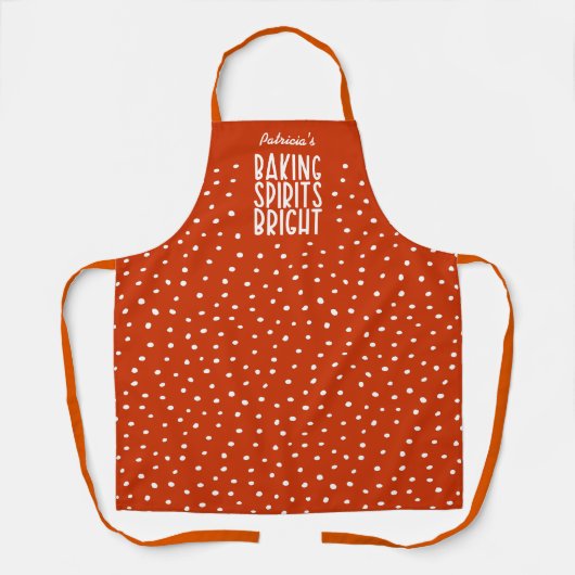 Baking Spirits Bright Orange Polka Dot Thanksgivin Schort (Voorkant)