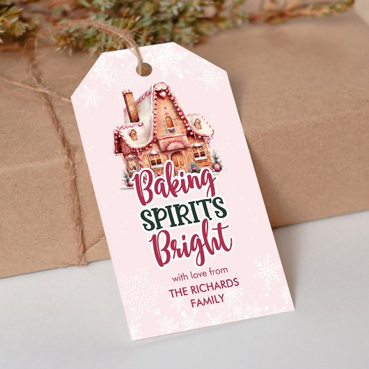 Baking Spirits Bright Pink Gingerbread House Favor Cadeaulabel