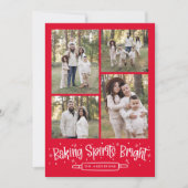 Baking Spirits Bright Red 4 Photo Collage Feestdagenkaart (Voorkant)