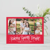 Baking Spirits Bright Red 5 Photo Collage Feestdagenkaart (Staand voorkant)