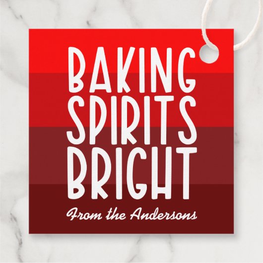 Baking Spirits Bright Red Striped Christmas Bedankjes Labels (Achterkant)