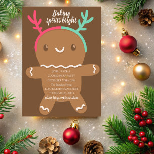 Baking Spirits Bright Reindeer Gingerbread Cookie Kaart