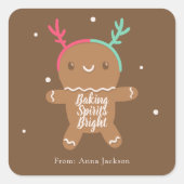 Baking Spirits Bright Rendier Dropvorm Koekje  Vierkante Sticker (Voorkant)