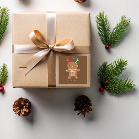 Baking Spirits Bright Rendier Dropvorm Koekje  Vierkante Sticker