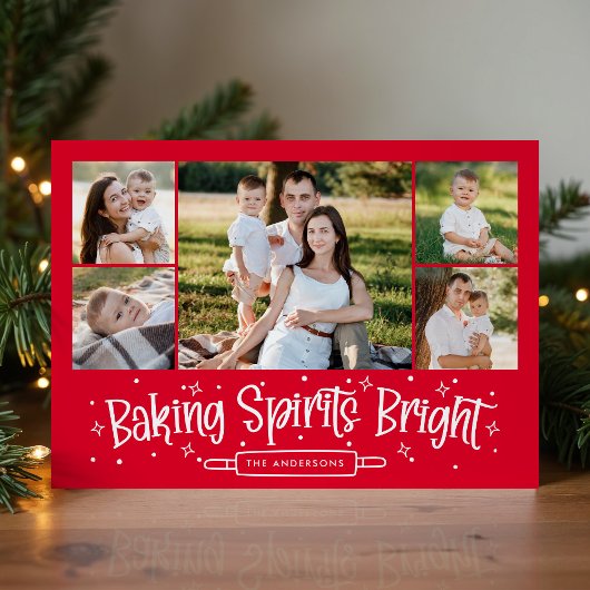 Baking Spirits Bright Rode 5 Foto Collage Feestdagenkaart