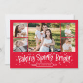 Baking Spirits Bright Rode 5 Foto Collage Feestdagenkaart (Voorkant)