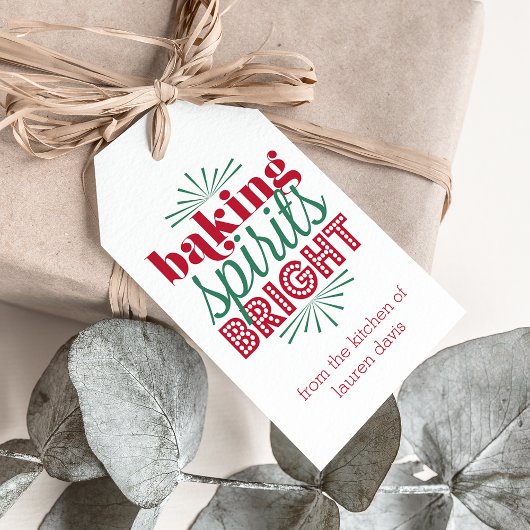Baking Spirits Bright | Rode en groene feestdag Cadeaulabel