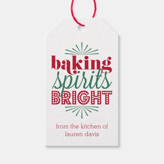 Baking Spirits Bright | Rode en groene feestdag Cadeaulabel (Voorkant)