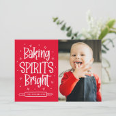 Baking Spirits Bright Rode Foto Feestdagenkaart (Staand voorkant)