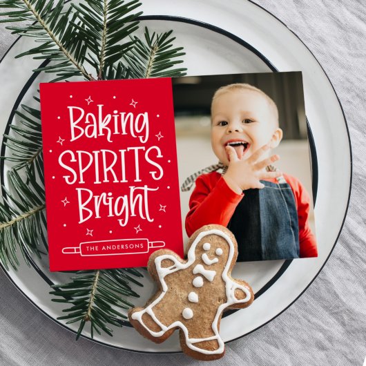 Baking Spirits Bright Rode Foto Feestdagenkaart