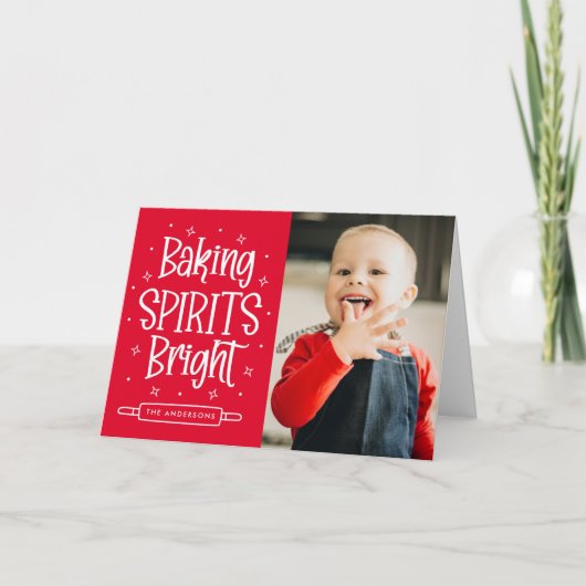 Baking Spirits Bright Rood 2 Foto Feestdagen Kaart (Voorkant)