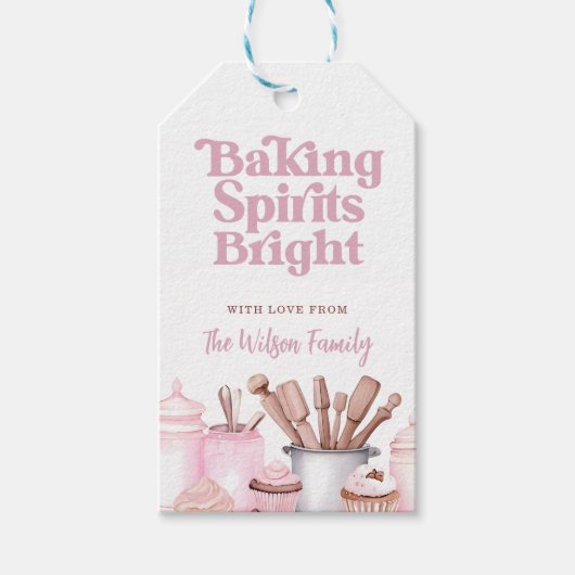 Baking Spirits Bright Roze Cookie Uitwisseling  Cadeaulabel (Voorkant)