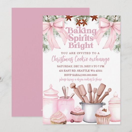 Baking Spirits Bright Roze Cookie Uitwisseling Kaart (Voorkant / Achterkant)