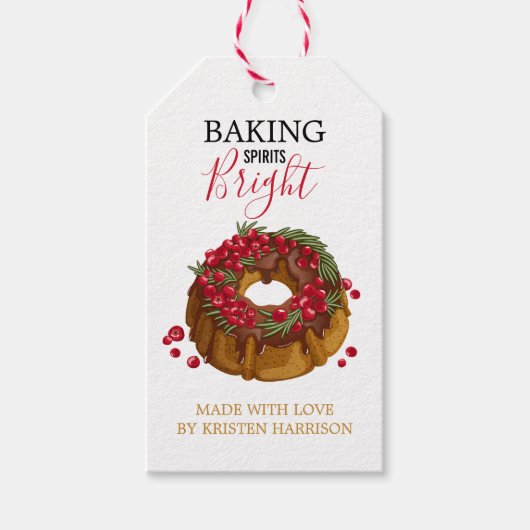 Baking Spirits Bright Schattige Vakantie Cake Kuns Cadeaulabel (Voorkant)