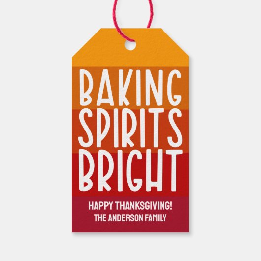 Baking Spirits Bright Thanksgiving Striped  Cadeaulabel (Achterkant)