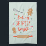 Baking Spirits Bright Theedoek<br><div class="desc">Deze vakantiekeukenhanddoek is voorzien van schattige kerstillustraties met een grappige boodschap.</div>