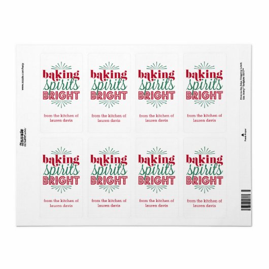 Baking Spirits Bright | Vakantirood en groen Etiket (Full Sheet)